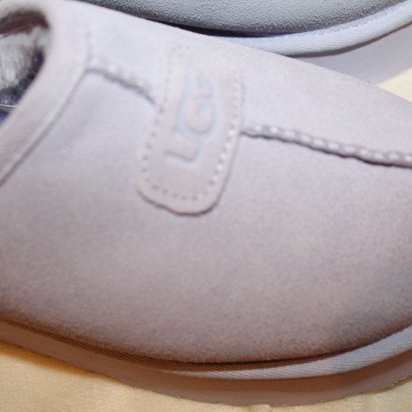 NIB UGG WOMEN'S DISCOQUETTE SUEDE SHEARLING LINED SLIP ON SLIPPERS LAVENDER FOG - Picture 6 of 8
